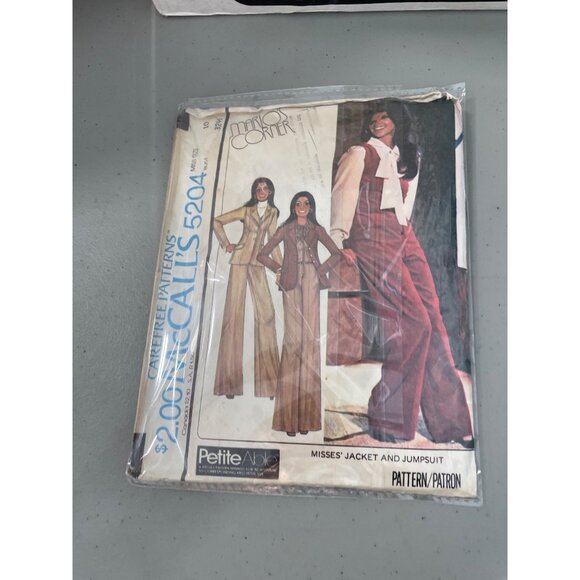 70s McCalls 5204 Misses Jacket and Jumpsuit Sewing Pattern Size 10 Vintage CUT - Picture 5 of 6